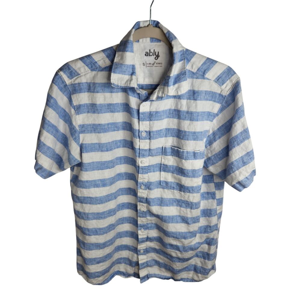 Ably Mens Size Small Talbot Filium Activated Short Sleeve Linen Button Up‎ Shirt